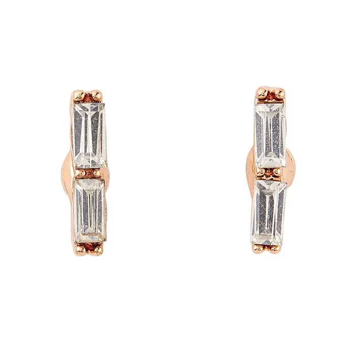 Rose gold treasure box earrings with baguette-cut diamonds for the best teacher ever