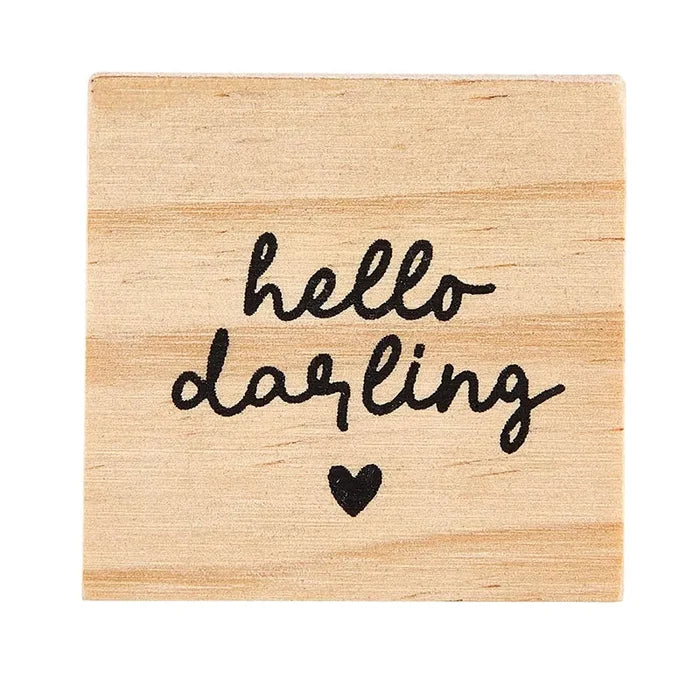 Wooden block with hello darling and heart design for Treasure Box Earrings
