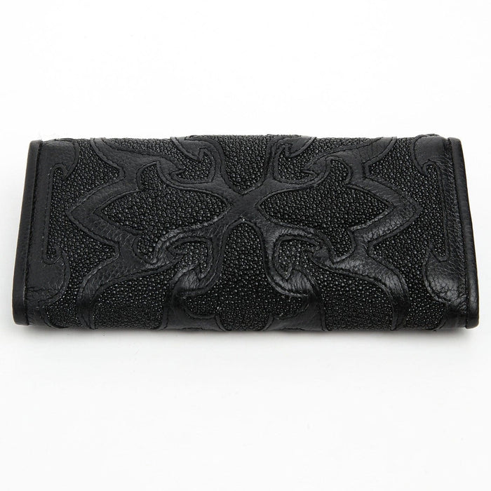 Tribal Black Genuine Leather Trifold Biker Wallet[5]