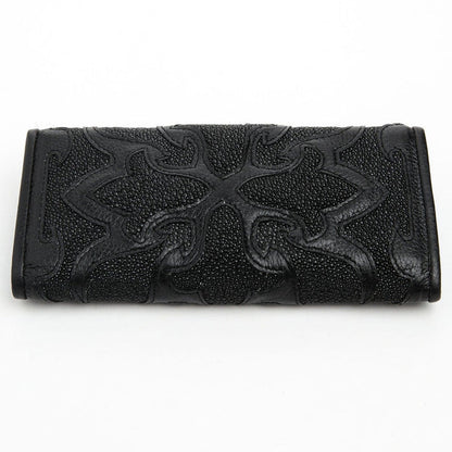 Tribal Black Genuine Leather Trifold Biker Wallet[5]