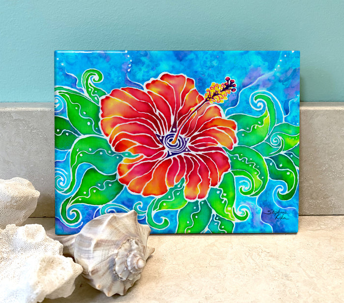 Tropical Hibiscus Ceramic Tile