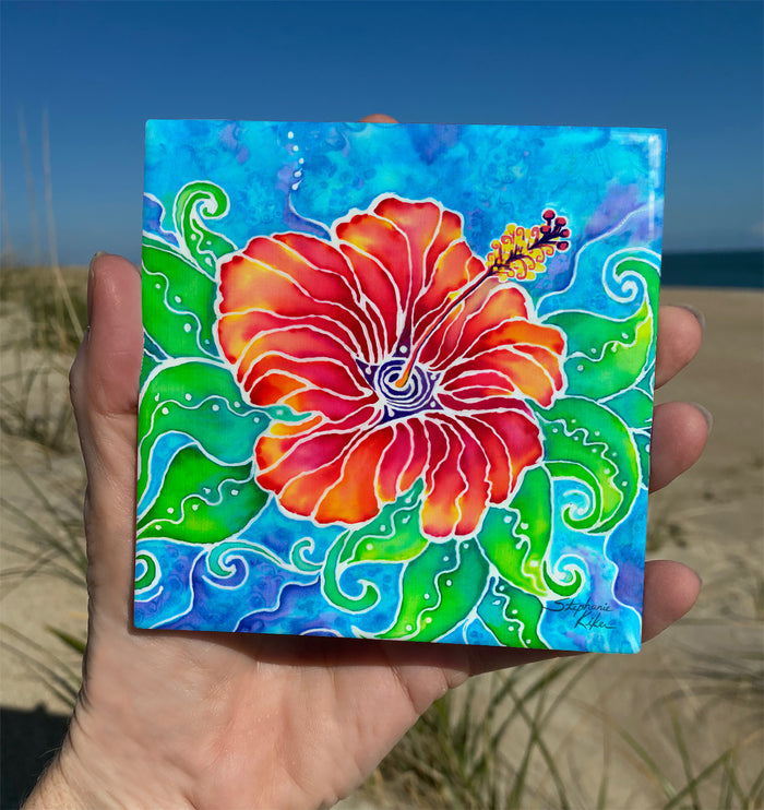 Tropical Hibiscus Ceramic Tile