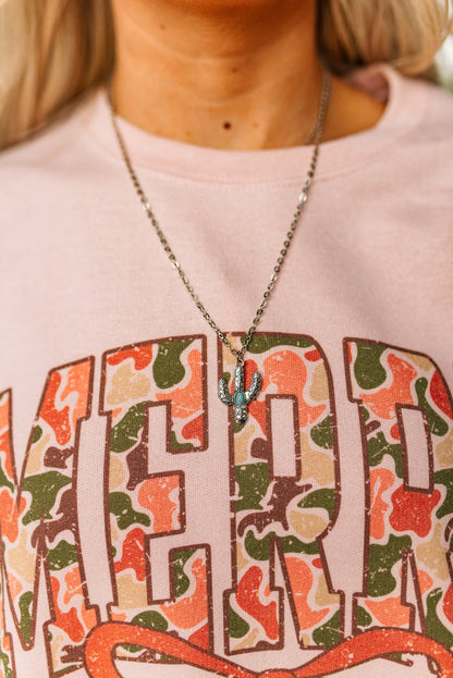 Turquoise Cactus Chain Necklace