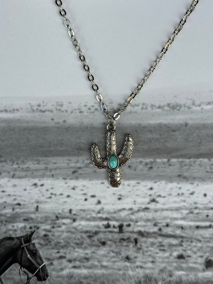 Turquoise Cactus Chain Necklace