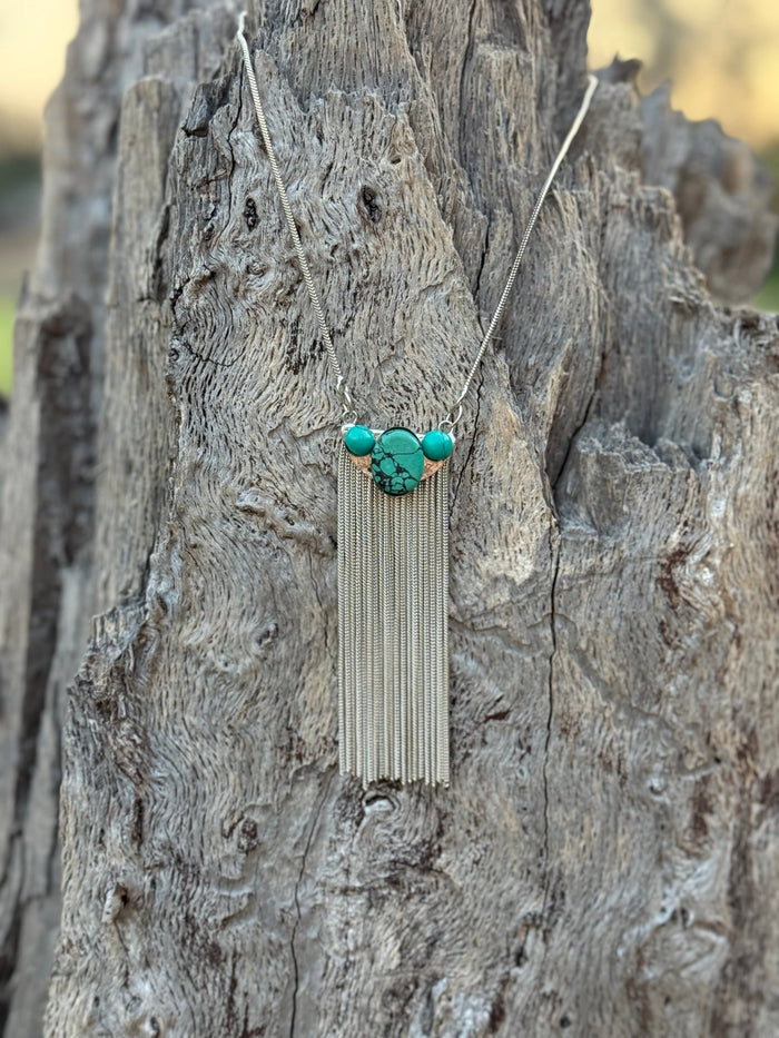 Turquoise Fringe Tassel Necklace