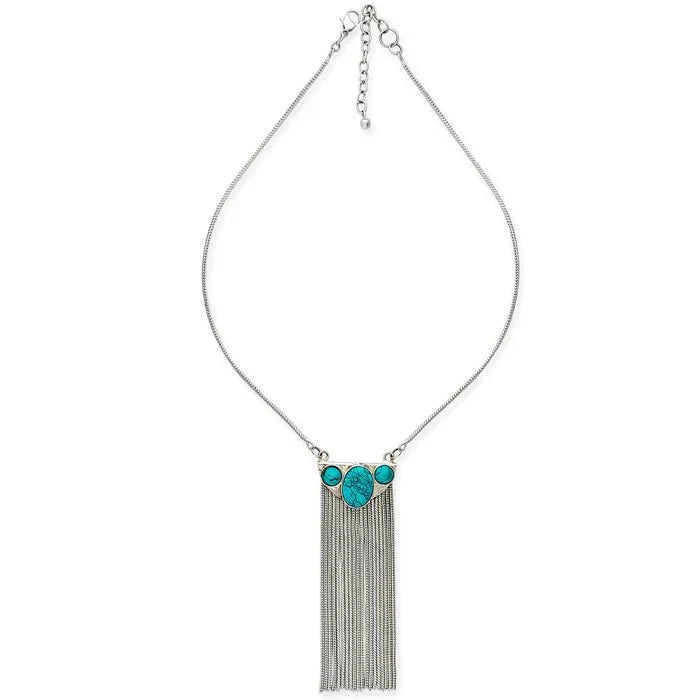 Turquoise Fringe Tassel Necklace