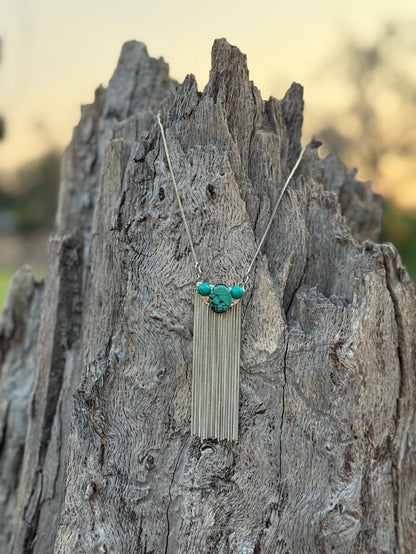 Turquoise Fringe Tassel Necklace