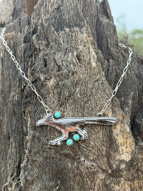 Turquoise Roadrunner Chain Necklace