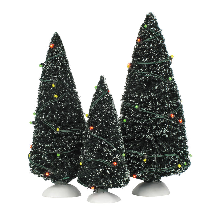 Twinkling Lit Trees Green S/3