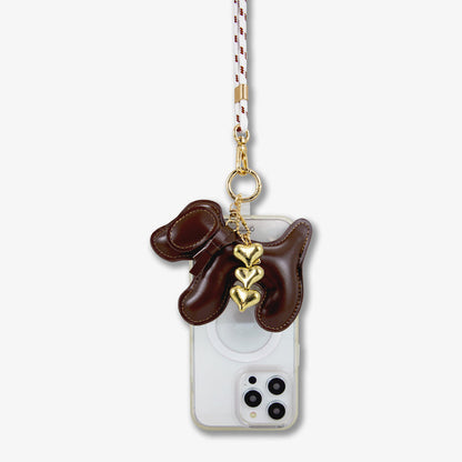 Universal Crossbody Phone Strap with Plush Animal - Chocolate Dog