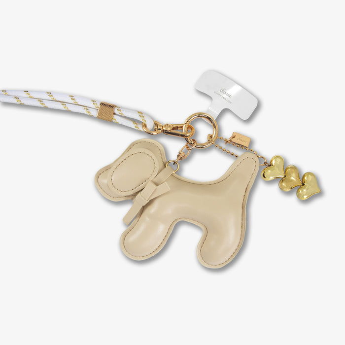 Universal Crossbody Phone Strap with Plush Animal - Ivory Dog