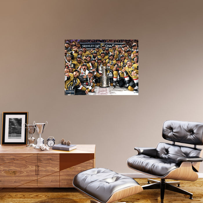Vegas Golden Knights - 2023 Team Stanley Cup Pose - Peel & Stick Poster - Official NHL - Reusable Vinyl Wall Decal - Vegas Team Store