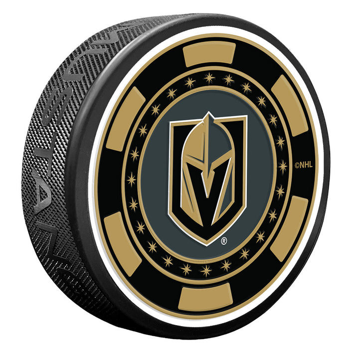 Vegas Golden Knights Black Poker Chip Textured Puck - Vegas Team Store