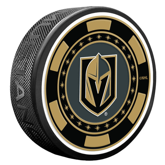 Vegas Golden Knights Black Poker Chip Textured Puck - Vegas Team Store
