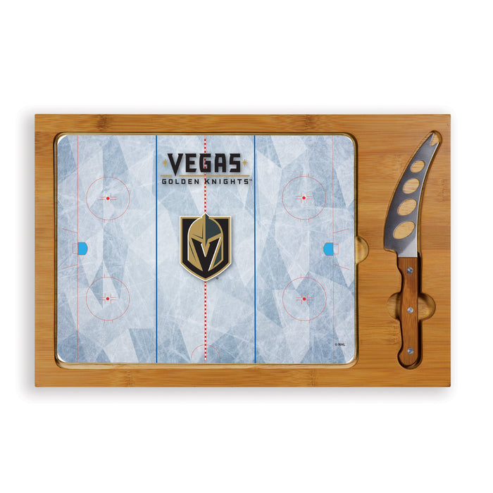 Vegas Golden Knights Hockey Rink - Icon Glass Top Cutting Board & Knife Set - Vegas Team Store