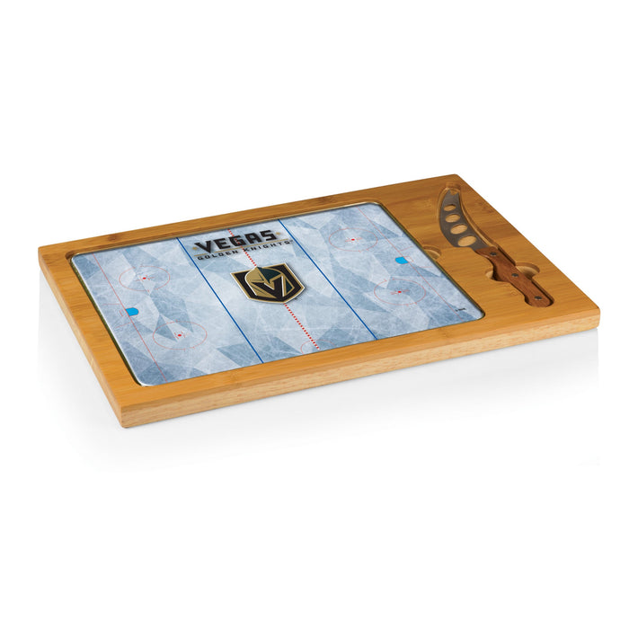 Vegas Golden Knights Hockey Rink - Icon Glass Top Cutting Board & Knife Set - Vegas Team Store