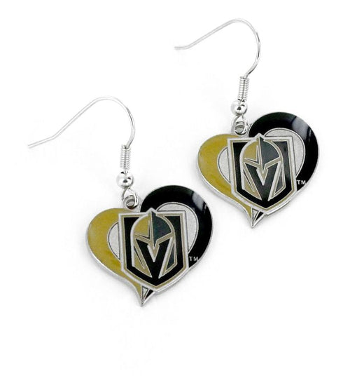 Vegas Golden Knights Swirl Heart Earrings - Vegas Team Store