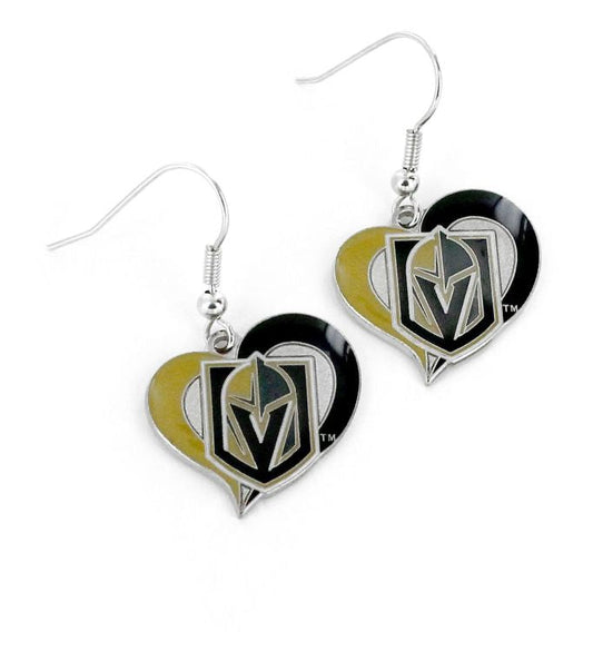 Vegas Golden Knights Swirl Heart Earrings - Vegas Team Store