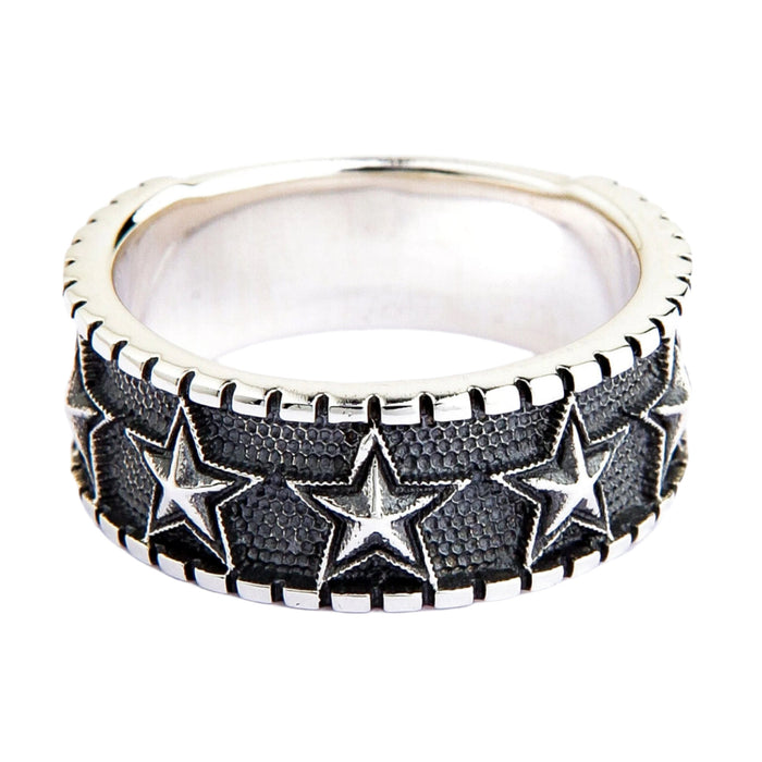 Vintage Silver Star Ring – Gothic Style Oxidized Band for Men & Women