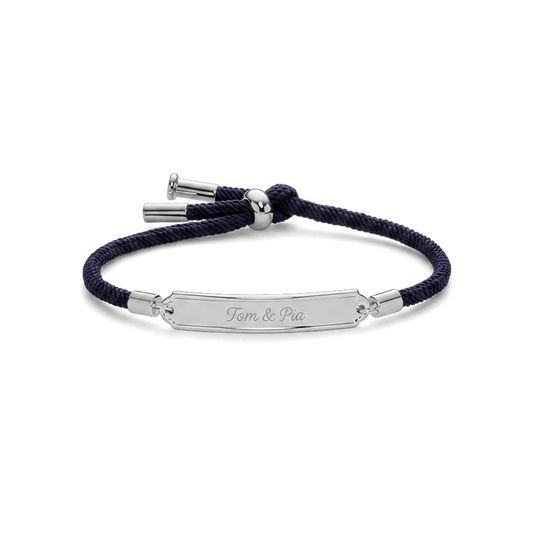 Vitamin Sea Gravur Armband Silber Marineblau