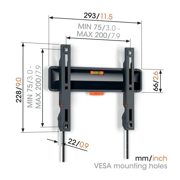 Vogels Comfort TVM 3205 Fixed TV Wall Mount for TVs from 19 to 50 inches Black