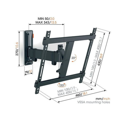 Vogels Comfort TVM 3425 Full-Motion TV Wall Mount for TVs from 32 to 65 inches Black
