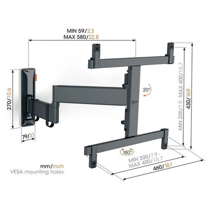Vogels Comfort TVM 3465 Full-Motion TV Wall Mount from 32 to 65 inches Black