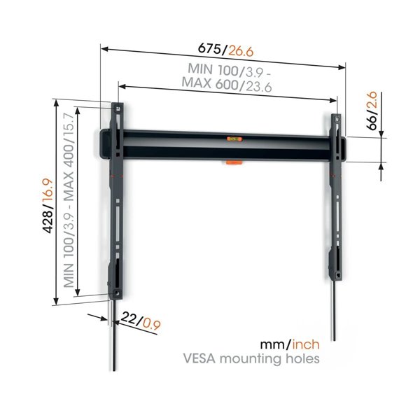 Vogels Comfort TVM 3605 Fixed TV Wall Mount for TVs from 40 to 100 inches Black