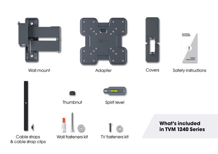 Vogels Quick TVM 1245 Full-Motion TV Wall Mount for TVs from 19 to 43 inches Black