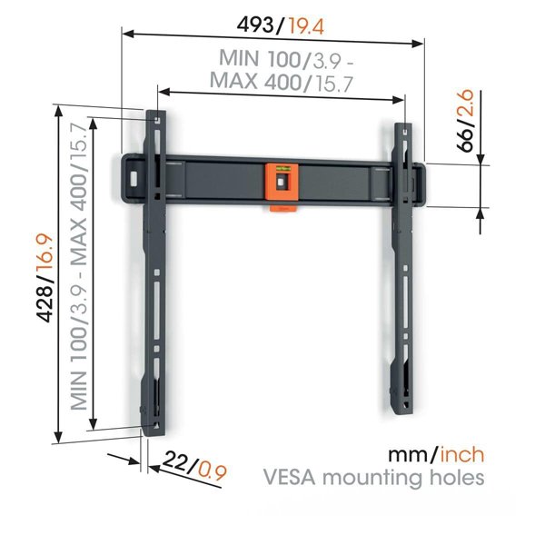 Vogels Quick TVM 1405 Fixed TV Wall Mount for TVs from 32 to 77 inches Black