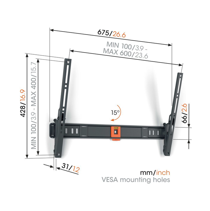 Vogels Quick TVM 1615 Tilting TV Wall Mount for TVs from 40 to 77 inches Black