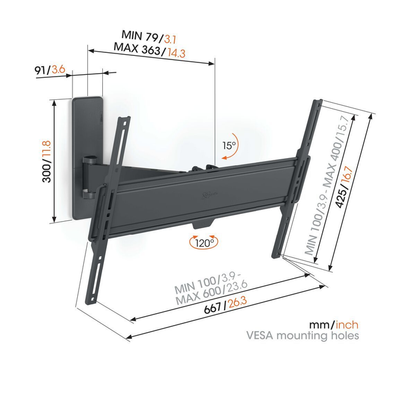 Vogels Quick TVM 1625 Full-Motion TV Wall Mount for TVs from 40 to 77 inches Black