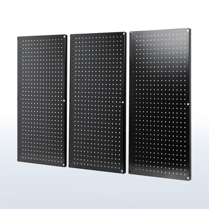 3-piece wall mounted metal pegboard panels with flexible placement for organization.