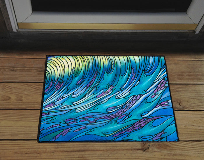 Waves of the Dolphin Door Mat