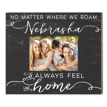Weathered Slat Photo Frame - Feels Like Home NEBRASKA
