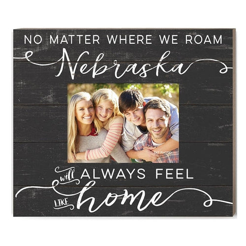 Weathered Slat Photo Frame - Feels Like Home NEBRASKA