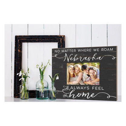 Weathered Slat Photo Frame - Feels Like Home NEBRASKA