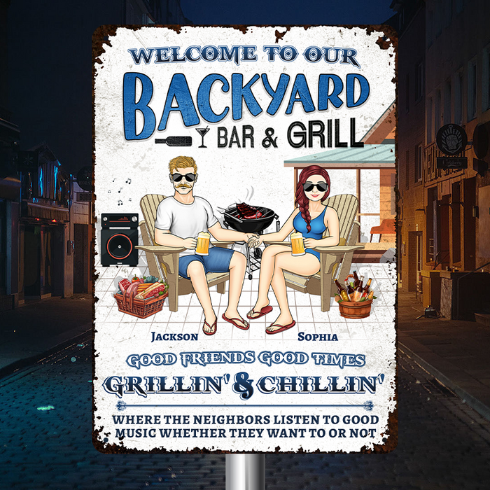 Welcome To Our Swimming Poolside - Pool Sign - Personalized Custom Metal Signs