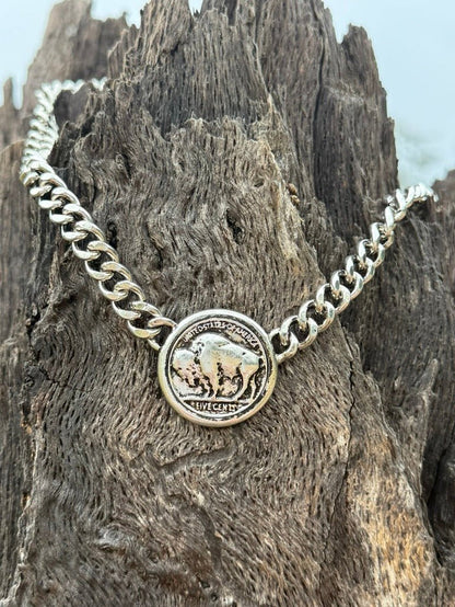 Western Buffalo Coin Chain Necklace