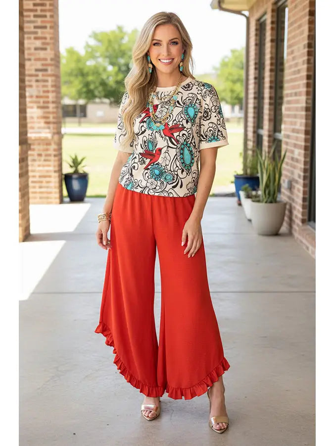 Western Jewels & Birds Women's Boutique Top