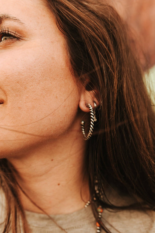 Western Twisted Rope Hoop Earring