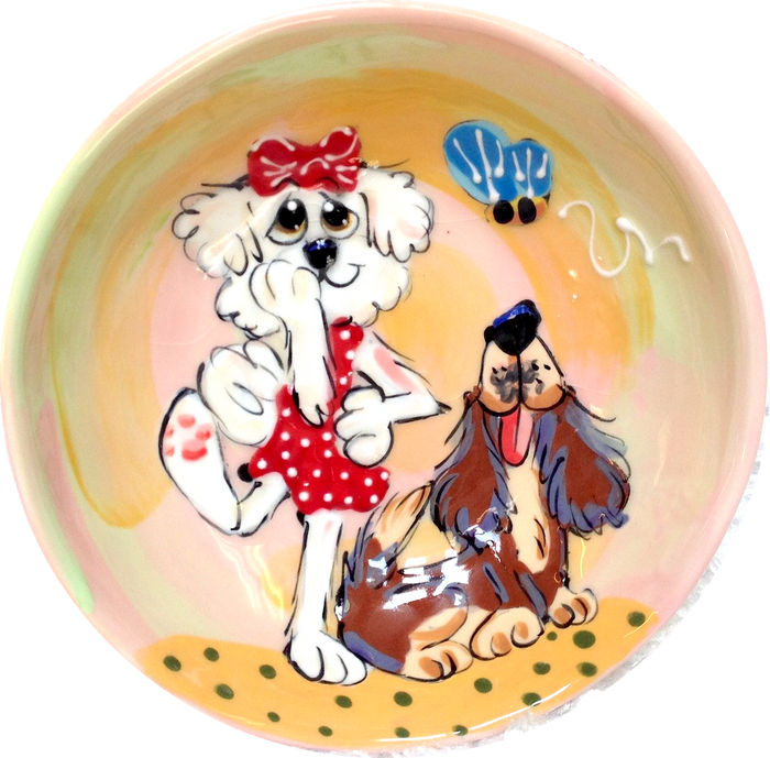 Whimsical Dog Bowl Gift For Bichon
