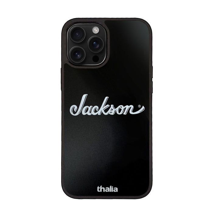 JacksonbyThalia White Jackson Logo on Matte Black | iPhone Case