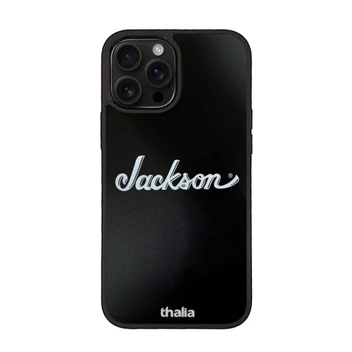 JacksonbyThalia White Jackson Logo on Matte Black | iPhone Case