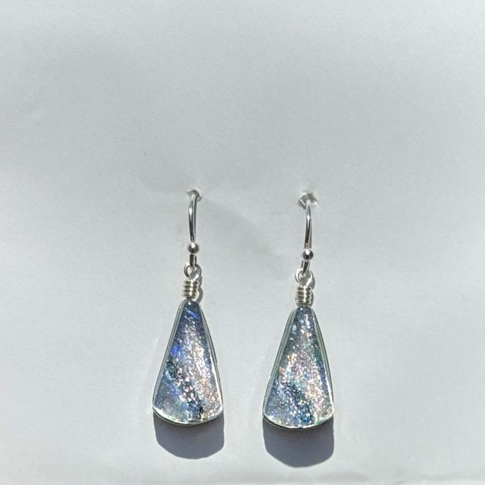 Window Waterfalls Earrings - Silver by Nickel Smart. Triangular dangle earrings. Nickel free glass.