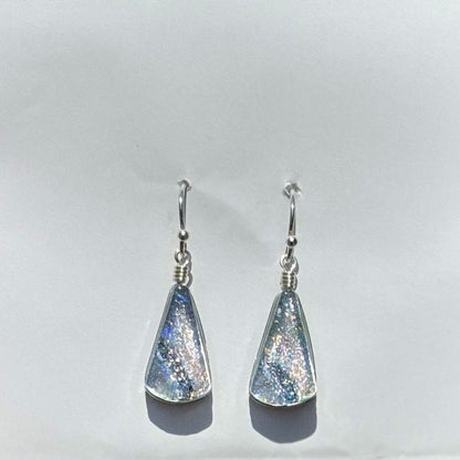 Window Waterfalls Earrings - Silver by Nickel Smart. Triangular dangle earrings. Nickel free glass.