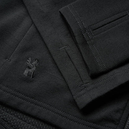 Women's Merino blend performance hoodie in black thumb holes