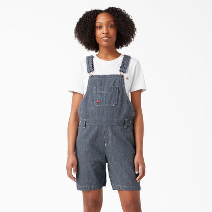 Dickies women's rinsed hickory stripe bib shortall, additional product view