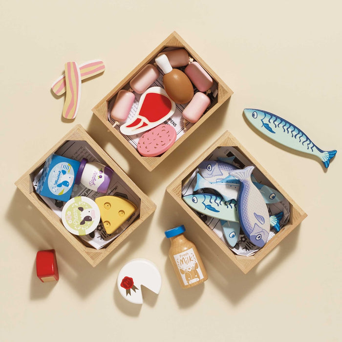 Wooden Play Food Crate, Fishes