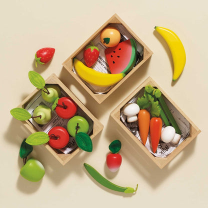 Wooden Play Food Crate, Orchard Fruit